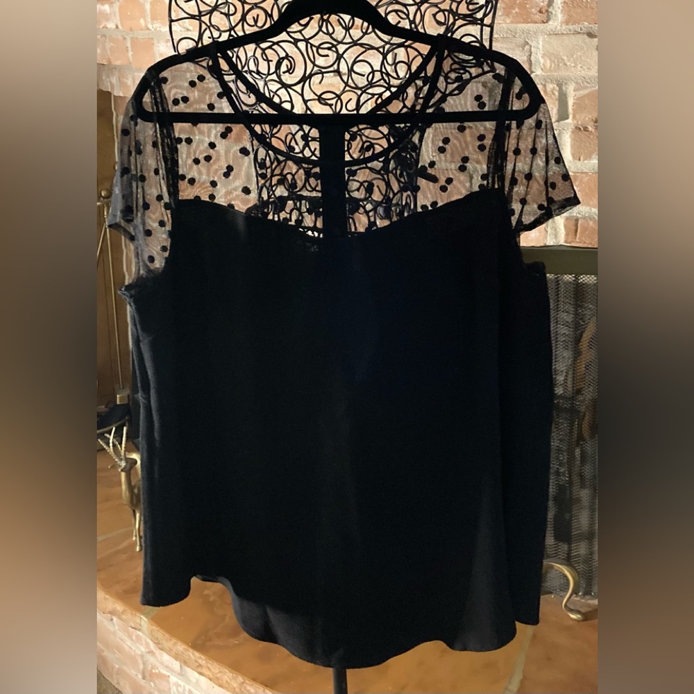 Torrid Black Sheer Polka Dot Top